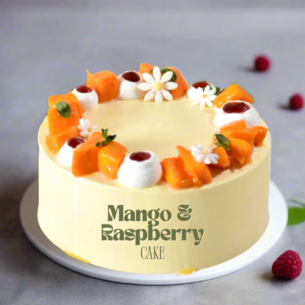 Mango & Raspberry Cake