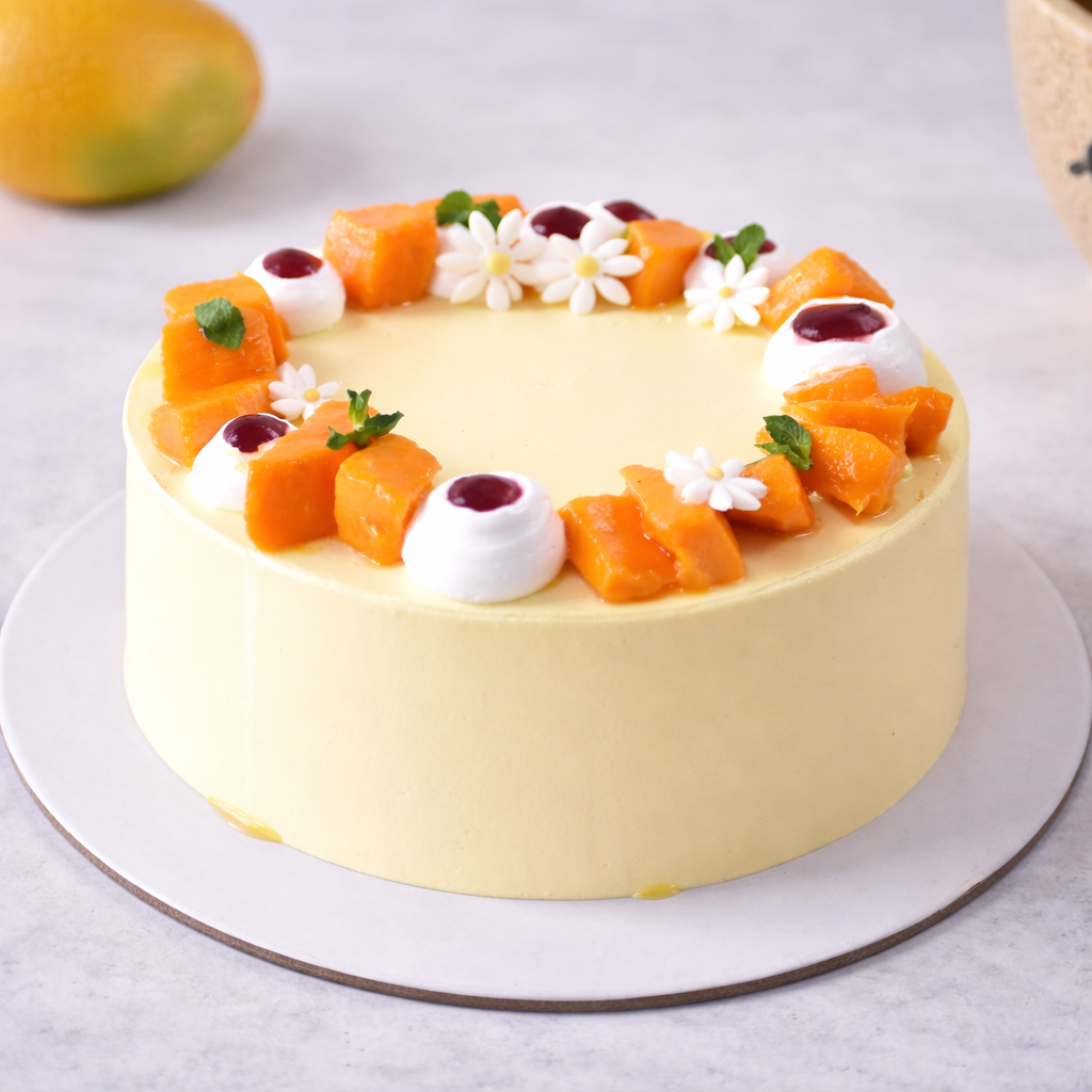 Mango & Raspberry Cake