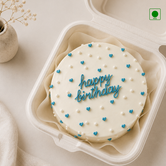 Happy Birthday Blue Hearts Bento Cake