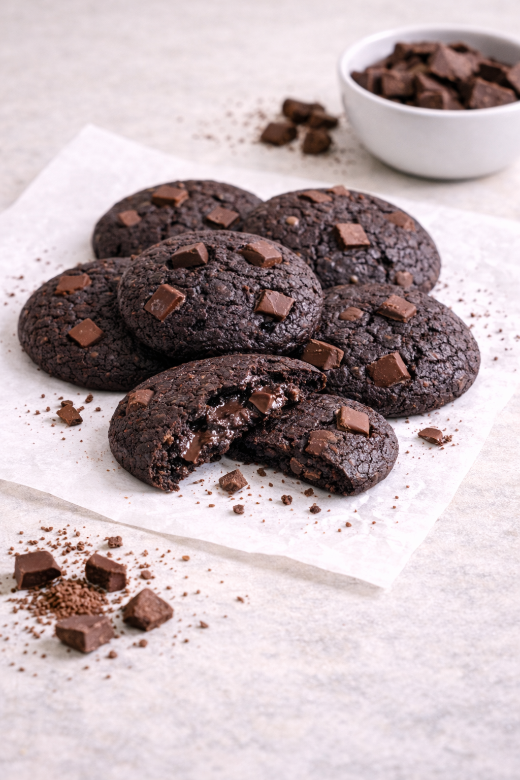 Double Chocochunk Cookies (with egg)